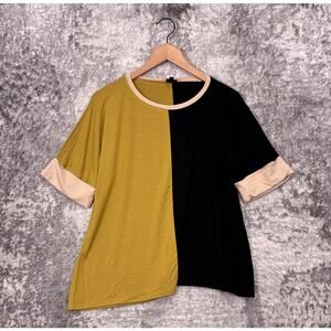 Lisa Bayne Top Medium Womens Half Sleeve Color Block Blouse